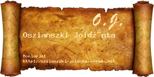 Oszlanszki Jolánta névjegykártya